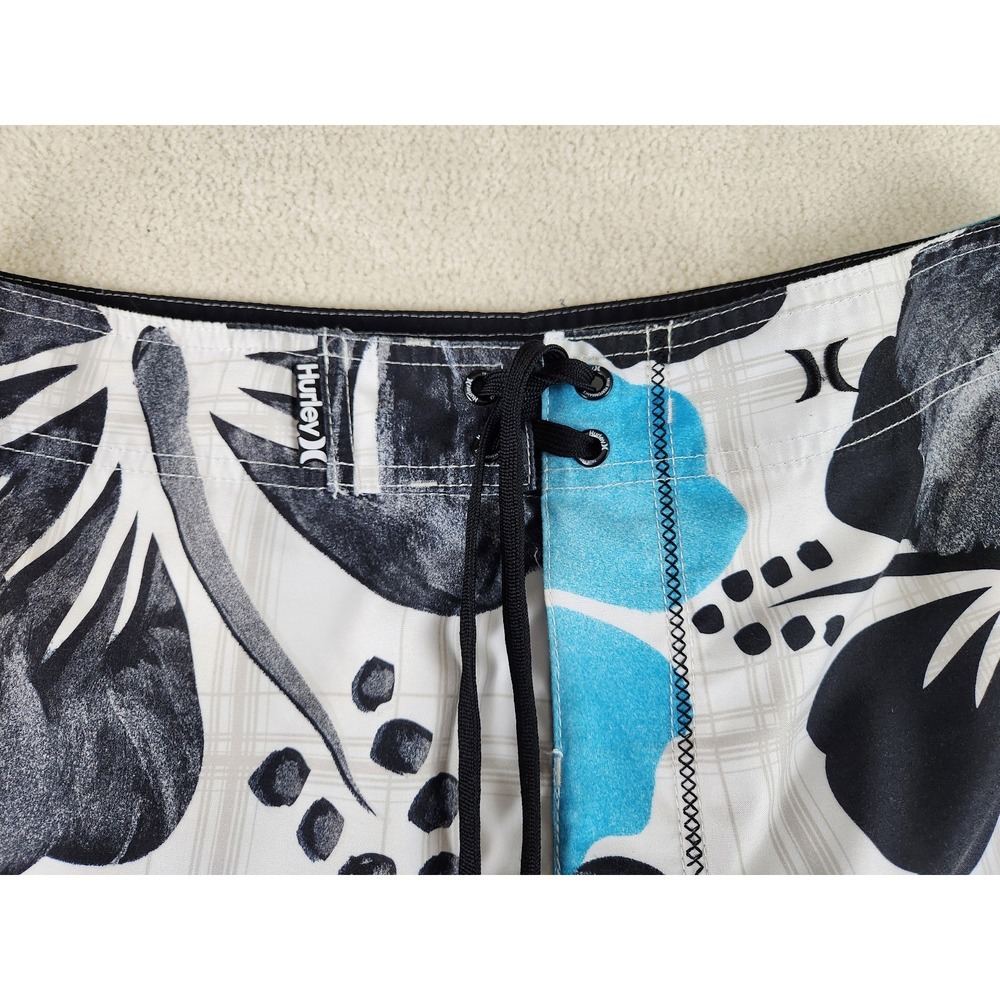 Hurley Mens Drawstring Board Shorts with Pocket VTG Y2K Floral Size 33 Retro - Picture 3 of 7